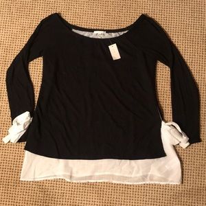 Black and white long sleeve blouse